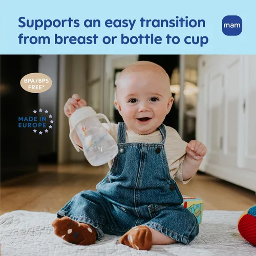 Miniatura 3 de MAM Vaso Entrenador con Boquilla para Niños Pequeños de 1-3, 8 oz. Taza de Transición para Beber con Boquilla Extrasuave, Pezón sin Derrames y Asas
