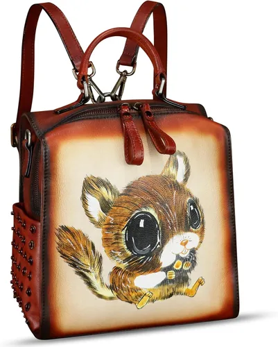 Miniatura 7 de Bolso cruzado de cuero genuino para mujer, bolso cruzado pintado a mano, bolso cruzado con asa superior, mochila convertible hecha a mano