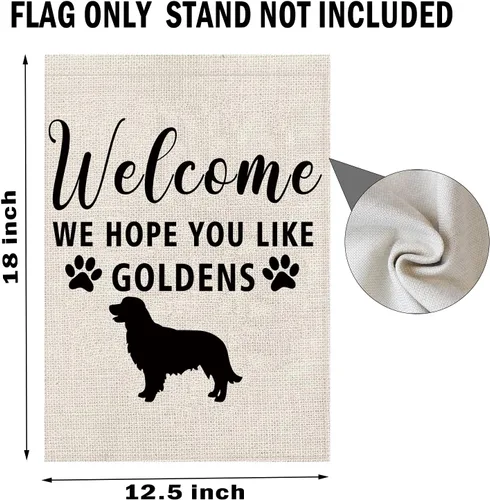 Miniatura 5 de Golden Retriever - Bandera de jardín Golden Retriever con la frase "Welcome We Hope You Like Goldens", bandera de jardín (Like Goldens F)