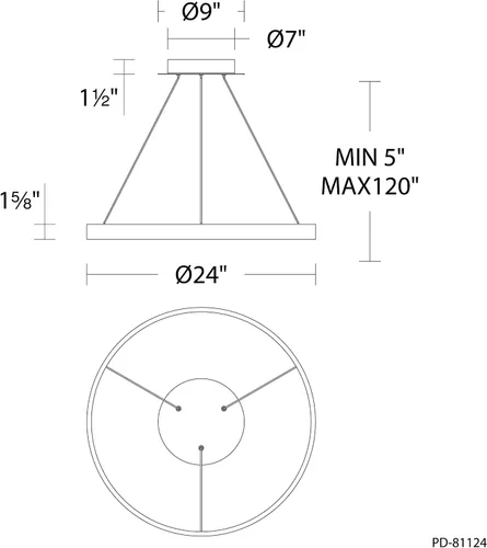 Miniatura 2 de WAC Lighting dweLED, colgante LED Sirius 18in 3000K en negro