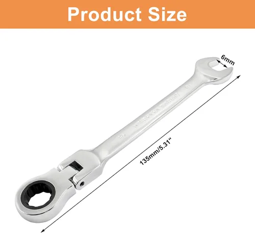 Miniatura 2 de Piutouyar Llave de trinquete de cabeza flexible de 6mm, llave de trinquete métrica profesional, llave combinada, llave de caja, herramienta