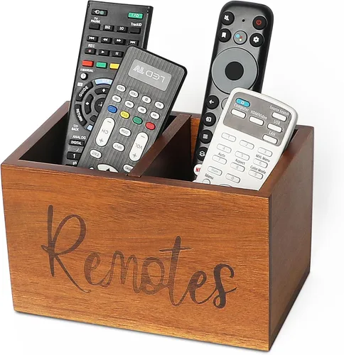 Miniatura 15 de Soporte para control remoto, soporte de madera para control remoto de TV para mesa, organizador remoto para decoración del hogar, caja remota