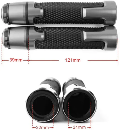 Miniatura 2 de 7/8 '' 0.866 in motocicleta CNC aluminio Powersports manillar Grips con extremos de agarre para YZF R1 R3 R6 R25 R15 R125 600R negro