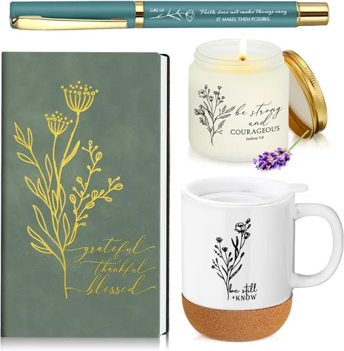 Miniatura 13 de Hushee 4 piezas de regalos cristianos para hombres, taza de café del hombre de Dios, diario de oración, vela perfumada, bolígrafo bíblico, regalos