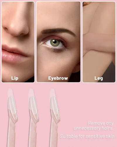 Miniatura 6 de MoHern Herramienta de dermaplaning para la cara, 30 piezas de afeitar Dermaplane para la cara, maquinilla de afeitar multiusos para mujeres y Rosa
