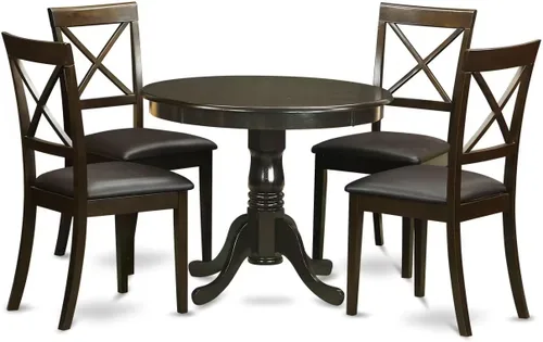 Miniatura 8 de East West Furniture ANBO3-CAP-C Juego de mesa de cocina de 3 piezas para espacios pequeños contiene una mesa de comedor redonda con pedestal y 2