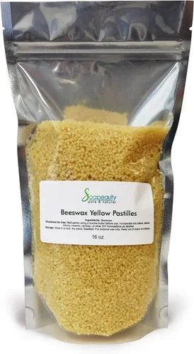 Soapeauty Pastillas de cera de abeja amarilla natural para bálsamo labial, píldoras de cera de abeja para el cuidado de la piel, utilizados como