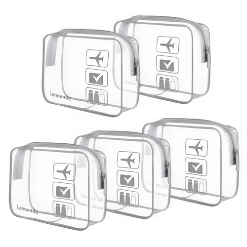 Miniatura 18 de Bolsa de aseo transparente Lermende aprobada por la TSA, bolsa de viaje de mano, bolsa de equipaje de mano de un cuarto, tamaño 3-1-1, bolsa de aseo