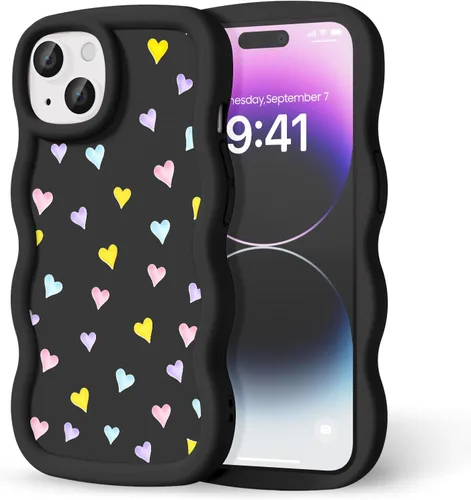 Miniatura 151 de Compatible con iPhone SE/8/7 Funda para Mujeres y Niñas, Marco Ondulado Rizado con Patrón Lindo, Estética Delgada Suave Silicona TPU Parachoques