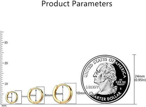 Miniatura 6 de Aretes de aro pequeños minimalistas para mujeres y niñas, plata de ley 925, pulido dorado, mini arracadas para cartílago, hélix, envoltura fina