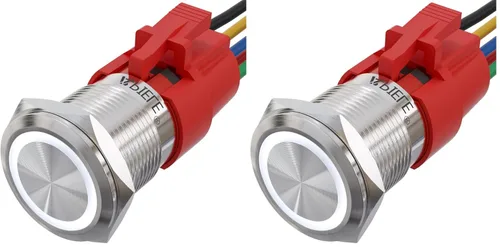 Miniatura 13 de APIELE Interruptor momentáneo de botón de encendido y apagado de 0.748 in de aleación de aluminio con cabezal de ojo de ángel LED de 12 V