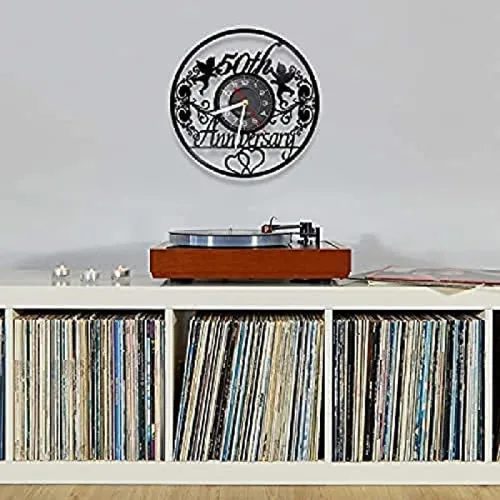 Miniatura 4 de Reloj de pared 50 aniversario Reloj de pared Ángeles Corona Retro Disco de vinilo Reloj de pared 50 años Matrimonio Boda Regalo de Álbum de Música