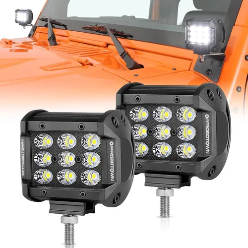 OFFROADTOWN Cápsulas LED 2 piezas 4 pulgadas Barra de luz de 54 W con fila triple, focos cúbicos, luz de trabajo 5400 lm, impermeable, luces