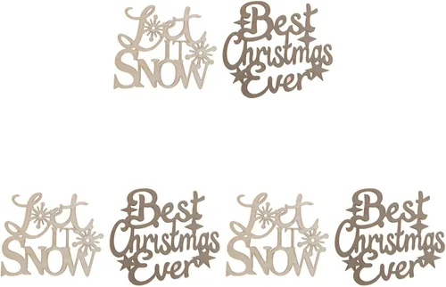 Miniatura 10 de EXCEART 4 colgantes de madera decorativos ahuecados para Navidad, decoración de pared para fiestas en el hogar, manualidades y decoración única