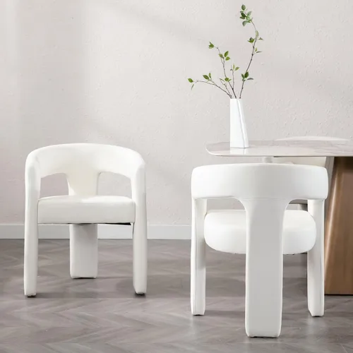Miniatura 2 de BESTANO Modernas sillas de comedor tapizadas de piel sintética con respaldo abierto, bonitas sillas laterales de barril para cocina, sillas
