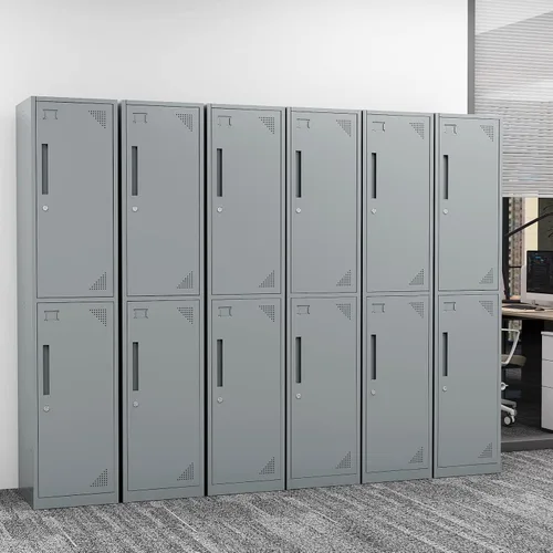 Miniatura 9 de PEUKC Armario de almacenamiento de metal, armario de almacenamiento de 71 pulgadas de alto para empleados, gabinete de acero con cerradura y llaves