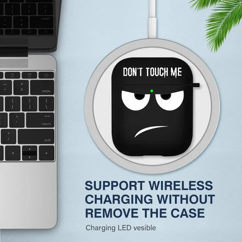 Miniatura 4 de Funda para Airpods, No Me Toques Funda para Airpods con Llavero/Cordón Funda Suave Bonita Resistente a Golpes para Mujeres y Hombres Compatible