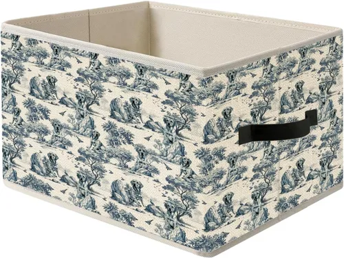 Miniatura 15 de Caja de Almacenamiento Floral Rústica Azul y Blanca con Asas, Canasta Organizadora Plegable Botánica de Flores Grandmillennial Caja de Juguetes