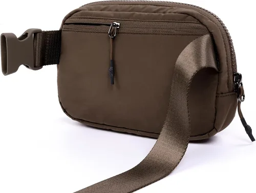 Miniatura 2 de ODODOS Mini bolsa unisex con correa ajustable, pequeña bolsa de cintura para entrenamiento, correr, viajar, senderismo, Acolchado café.