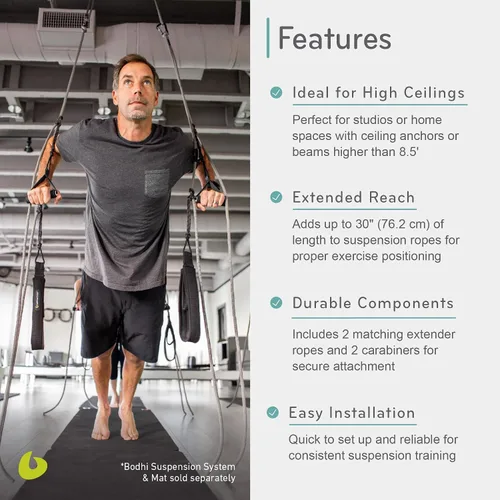 Miniatura 4 de Balanced Body Bodhi - Kit extensor de cuerda con sistema de suspensión con 2 cuerdas y 2 mosquetones