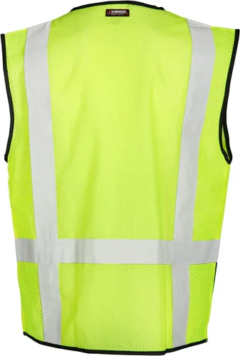 Miniatura 4 de Kishigo Unisex High Visibility Reflective Black Bottom Mesh Vest 1509, Zipper Closure, Polyester, ANSI 107 Type R/Class 2