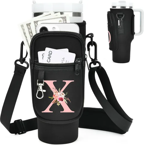 Miniatura 46 de Initial Water Bottle Holder with Strap for Stanley Cup Accessories 40 oz/Simple Modern Tumbler, Birthdays for Women Girls, Water Bottle Carrier Bag