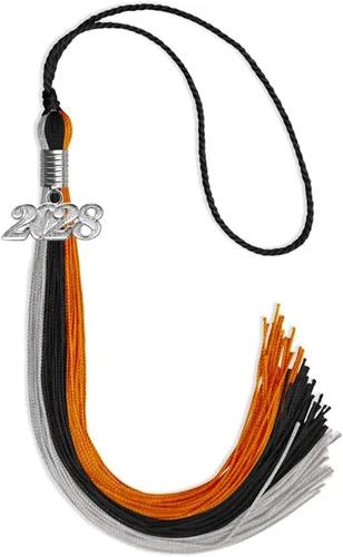 Miniatura 151 de Endea Graduation Borla de triple color con gota de fecha plateada (negro/dorado/granate, 2020)