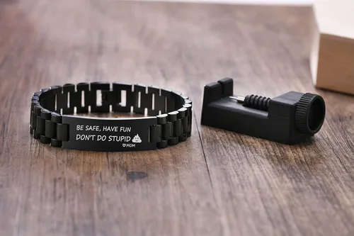 Miniatura 4 de MEALGUET - Pulsera de acero inoxidable con texto inspirador grabado, regalo de cumpleaños, de graduación, de mamá o papá, regalo de Navidad