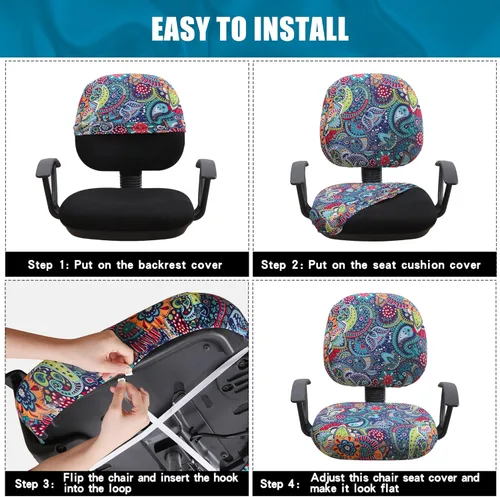 Miniatura 7 de Smiry Fundas elásticas para silla de computadora de oficina, universales, lavables, extraíbles y giratorias, fundas protectoras para asiento + Azul