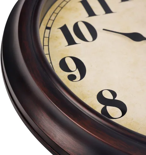 Miniatura 3 de 45MinST Reloj de pared grande vintage de 13 pulgadas rojo-marrón, de cuarzo, funciona con batería, movimiento silencioso y preciso sin tictac con 13