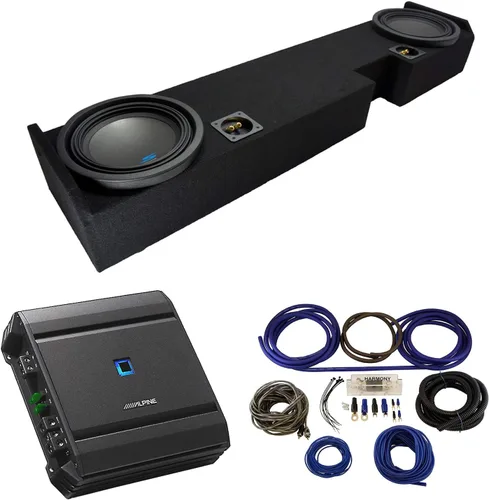 American Sound Connection Paquete compatible con Ford F250 F350 Ext Super Cab Truck 01-14 Alpine Type S S-W10D2 Dual 10" Sub Box Enclosure con Con