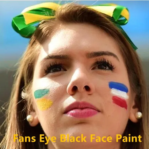 Miniatura 6 de Go Ho Pintura facial en barra mezclable en crema azul real, ojo de béisbol negro, pintura facial azul, softbol/ojo de fútbol negro, pintura facial