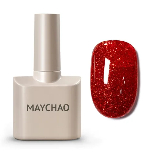 Miniatura 11 de MAYCHAO Esmalte de uñas de gel con purpurina de oro rosa de 0.5 fl oz, 1 esmalte de gel de oro rosa brillante, esmalte de uñas LED UV, arte de uñas