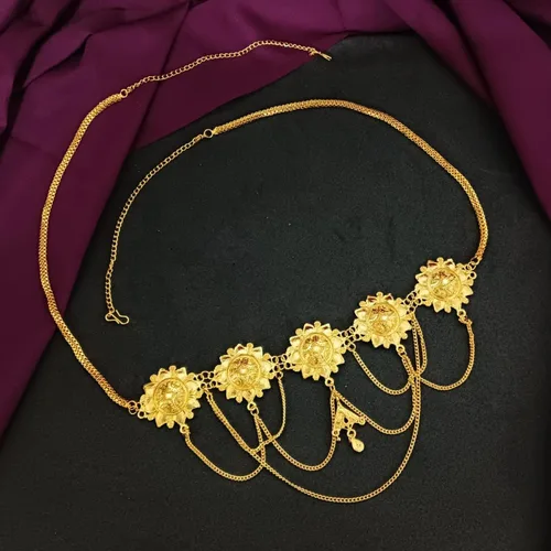 Miniatura 2 de Efulgenz Gold Tone Indian Jewelry for Women Dubai Style Kamarbandh Indian Gold Tone Big Flower Pendant Multilayer Chain with Leaf Kamarbandh Belly