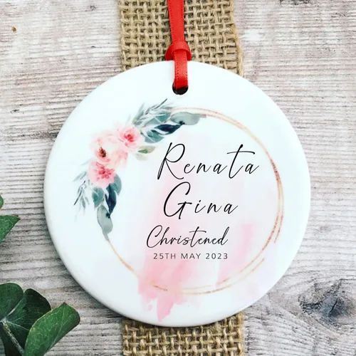 Miniatura 12 de Recuerdos personalizados de adorno de Navidad para bebé, regalos de bebé que llegan, adornos de cerámica para árbol de Navidad, adornos de primera