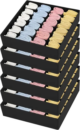 Miniatura 18 de Joyoldelf Organizador de cajones para calcetines, organizador de ropa interior, organizador de 16 celdas de tela, cajas de almacenamiento para Gris