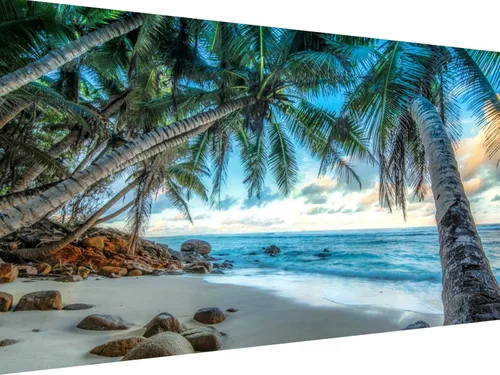 Yunnuo Kits de Pintura de Diamantes de Paisaje para Adultos, Arte de Diamantes de Playa DIY 5D, Pintura de Diamantes Escenario de Cocos, Pintura de