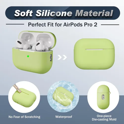 Miniatura 2 de Funda de silicona compatible con Apple AirPods Pro de 2ª generación, con kit de limpieza y 3 pares de puntas de repuesto para las orejas, LED