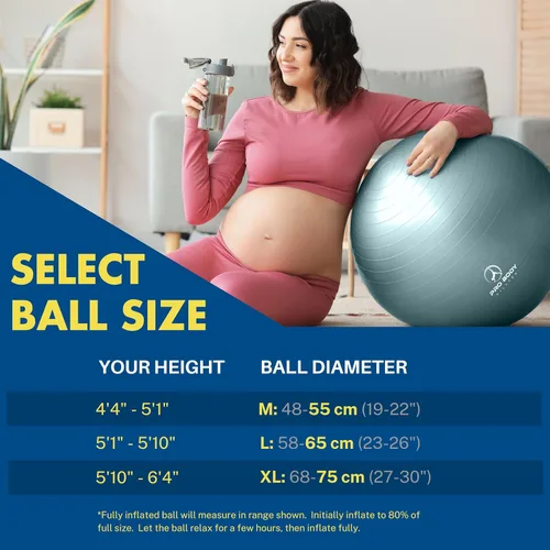 Miniatura 6 de ProBody Pilates Pregnancy Ball - Yoga Ball for Pregnancy with Book, Prenatal, Labor & Postnatal Maternity Exercise Aguamarina