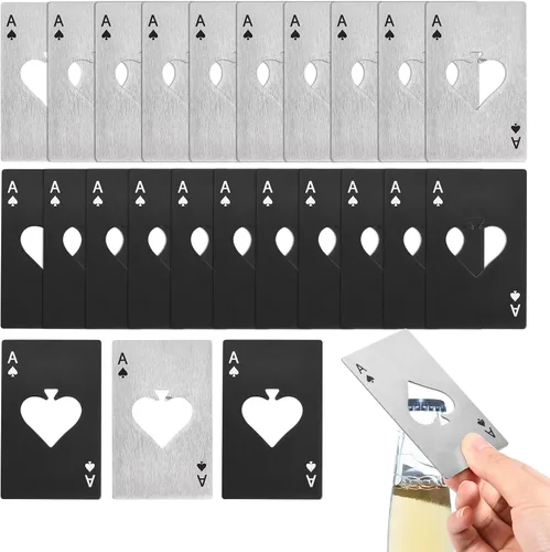 Miniatura 7 de uxcell Abrebotellas Ace of Spades, 10 unidades, de acero inoxidable, tamaño de tarjeta de crédito, abrebotellas de cerveza para bodas, fiestas