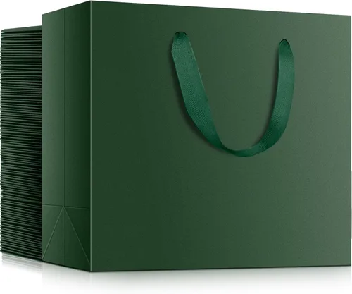 Miniatura 37 de EUSOAR Bolsas de papel de estraza para regalo, paquete de 12 bolsas de papel kraft de 10.6 x 3.1 x 8.3 pulgadas con asas, bolsas resistentes