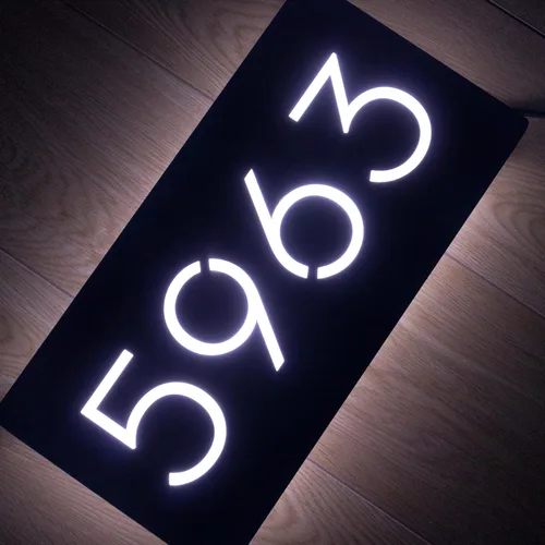 Miniatura 8 de Números de casa LED de 12V para casa, retroiluminación de calle, números de casa modernos personalizados, señal de dirección iluminada, placa de Luz