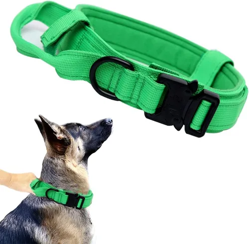 Miniatura 44 de Collar táctico para perro, ajustable, militar, de nailon, con asa de control y hebilla de metal resistente para perros medianos y grandes (negro, S)