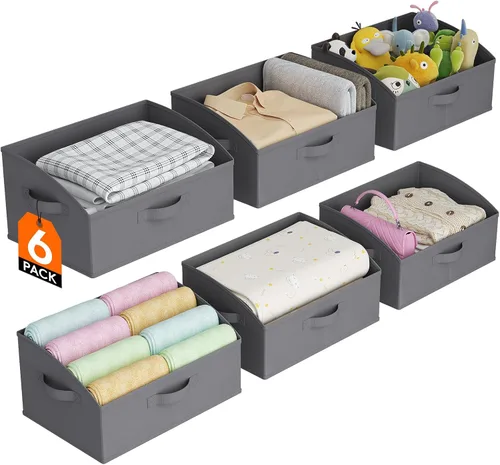 Miniatura 12 de Lifewit - Cestas organizadoras para armario, cestas trapezoidales medianas de almacenamiento para estante, paquete de 6 unidades, cestas