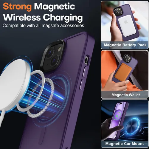 Miniatura 81 de Fuerte magnético para iPhone 11, compatible con Magsafe, [resistente a caídas de 13 pies] Funda trasera translúcida mate con sensación de piel