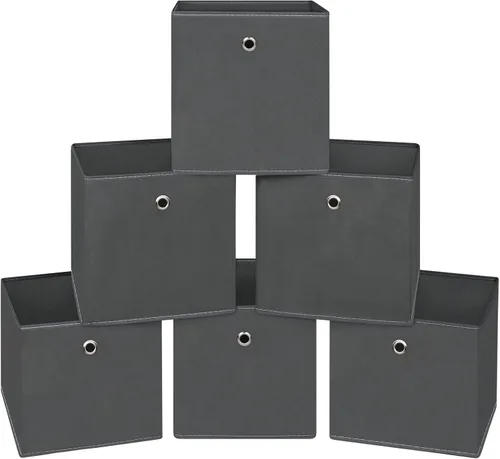 Miniatura 13 de Cubos de Almacenamiento Plegables Negros Contenedores, Cubos de Almacenamiento de Tela de 11 Pulgadas, Cajas de Almacenamiento de Tela, Cubos