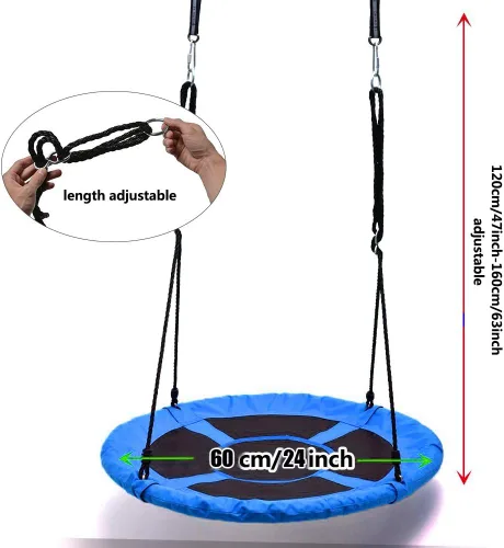 Miniatura 2 de Juego de asiento de columpio de árbol colgante de cuerda gigante con diseño de nido de disco, resistente, fácil de instalar, para niños y adultos