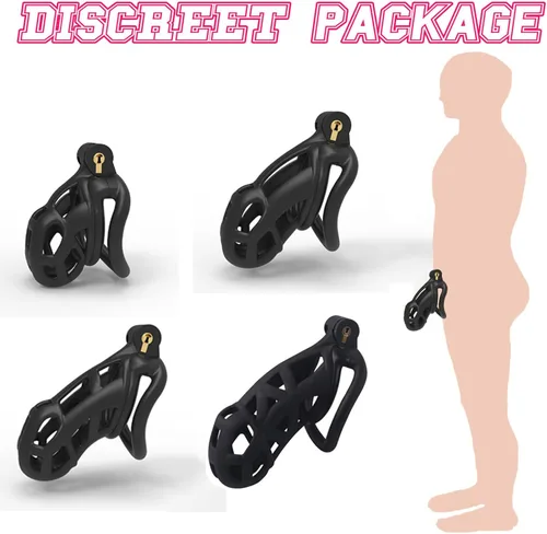Miniatura 2 de Chastity Cage - Jaula de castidad para adultos, juguetes sexuales para adultos con 5 anillos activos, dispositivos de castidad para pene