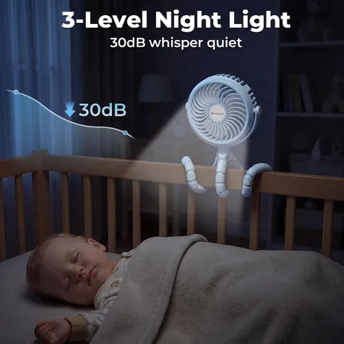 Miniatura 6 de AMACOOL Ventilador de cochecito a pilas, esenciales de viaje para bebés para la playa, Disney, para recién nacidos, regalos de baby shower, búsqueda