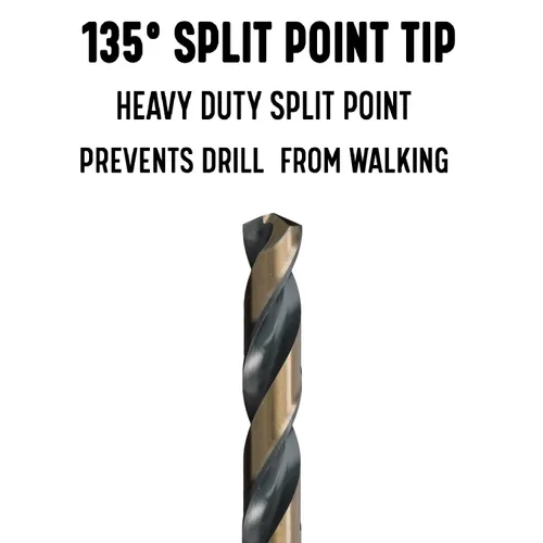 Miniatura 3 de Drill America 25/64" - Broca de acero de alta velocidad con punta dividida de 135 grados en negro y dorado, vástago de 3 planos (paquete de 6)